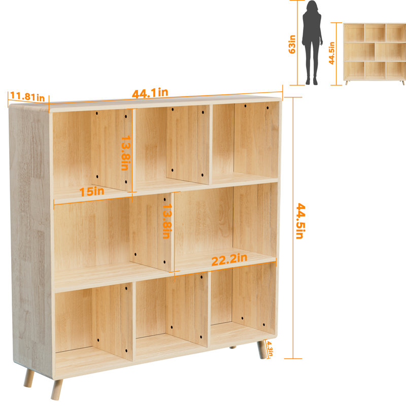 Pine Wood Storage Cabinet, 8 Compartments, Space Design, Prevention, Bedroom, Nursery Organizer, Optimized Photo Albums, Board Games, Modern Seamless Back