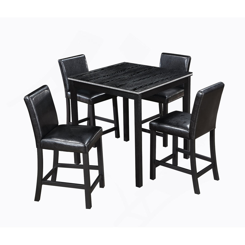 5 Piece Counter Height Table Set, Kitchen Table Set With Square Table, Counter Height Dining Table