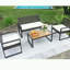 Ensemble de meubles de patio 4 pièces pour balcon, véranda, jardin, jardin, jardin, pelouse, plateau de table en bois d'acacia, brun Morden et coussin beige