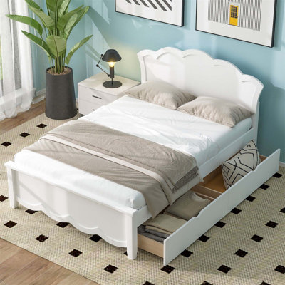 Full Size Wood Platform Bed with Headboard, Footboard, and Two Spacious Drawers for Enhanced Storage and Comfort(Mattress Not Included)