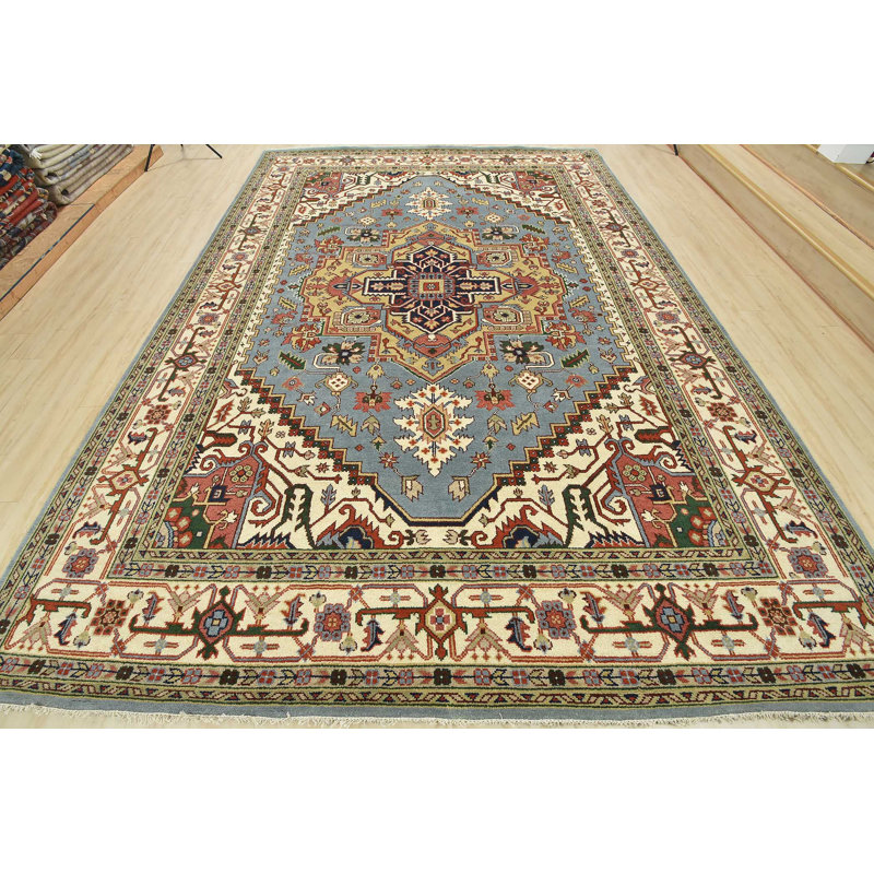Tapis bleu unique de 9 pi 11 po x 14 pi 1 po