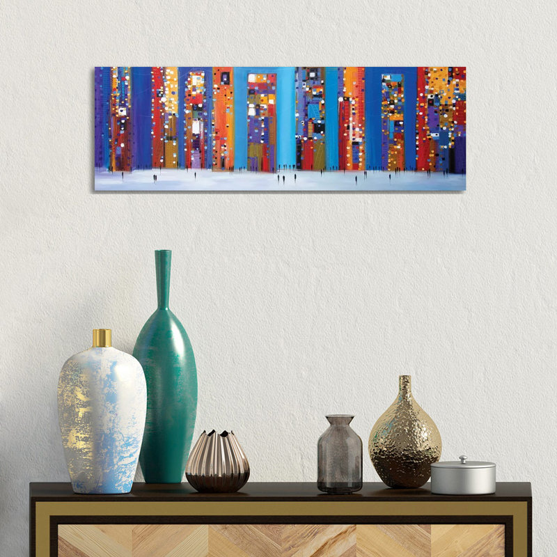 Night Out by Ekaterina Ermilkina - Panoramic Print on Canvas, 30.48 cm H x 91.44 cm W x 1.91 cm D, Wrapped Canvas