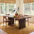 Roberto Acacia Solid Wood Top Metal Base Dining Table