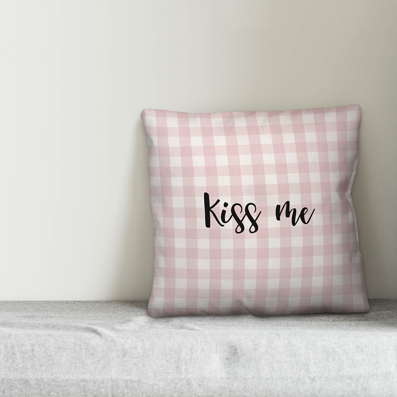 Plaid Throw Pillow, Pink/Black, Pillow Cover