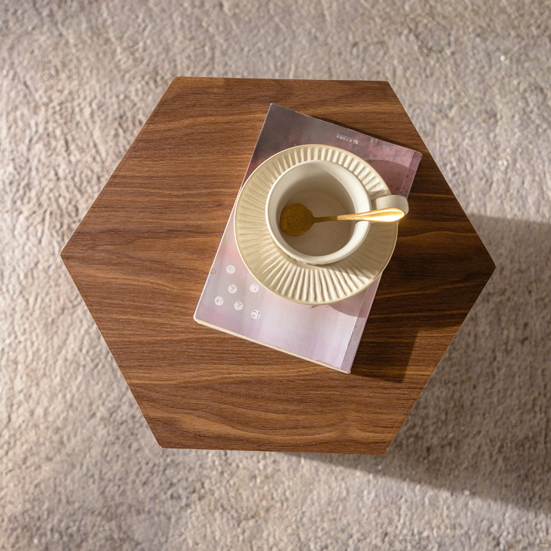 Table basse Hexagon MDF - table d'appoint, table de bout entièrement assemblée, Brun