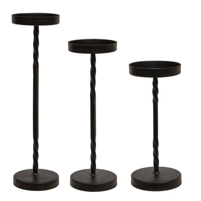 3/Set Wrought Iron Twisted Pillar Holders