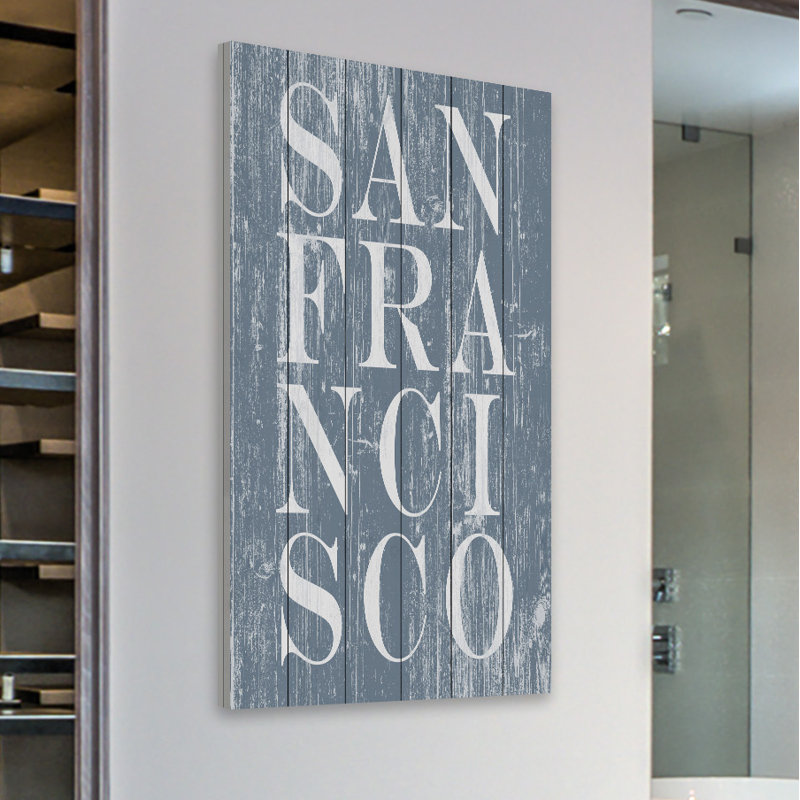 "SF Text", art textuel sur bois sans cadre, H 24 po x l 12 po x P 1,5 po