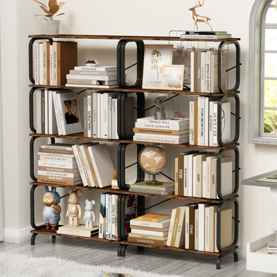 5 Tier Large Book Shelf, Bookcase Home Office Open Bookshelf,shelves For Living Room, Office Shelf,vintage Industrial Style Bookshelf With Metal Frame