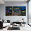 «Abstract Enchanted Garden Gate Night Scene», ensemble de 3 reproductions d'art sur toile-1650969420