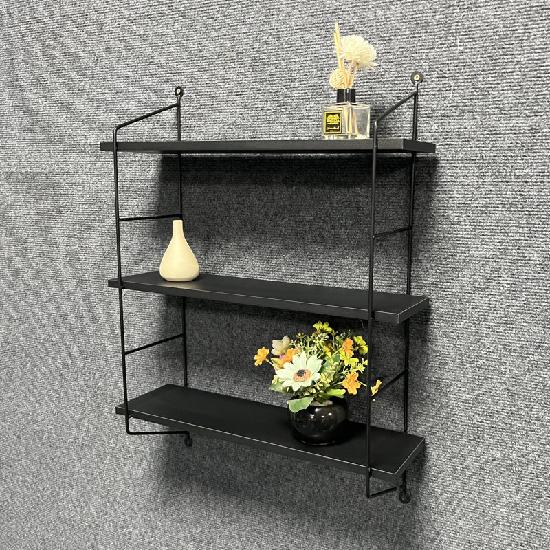 Lamontay 3 Piece Industrial Pipe Shelves, Black