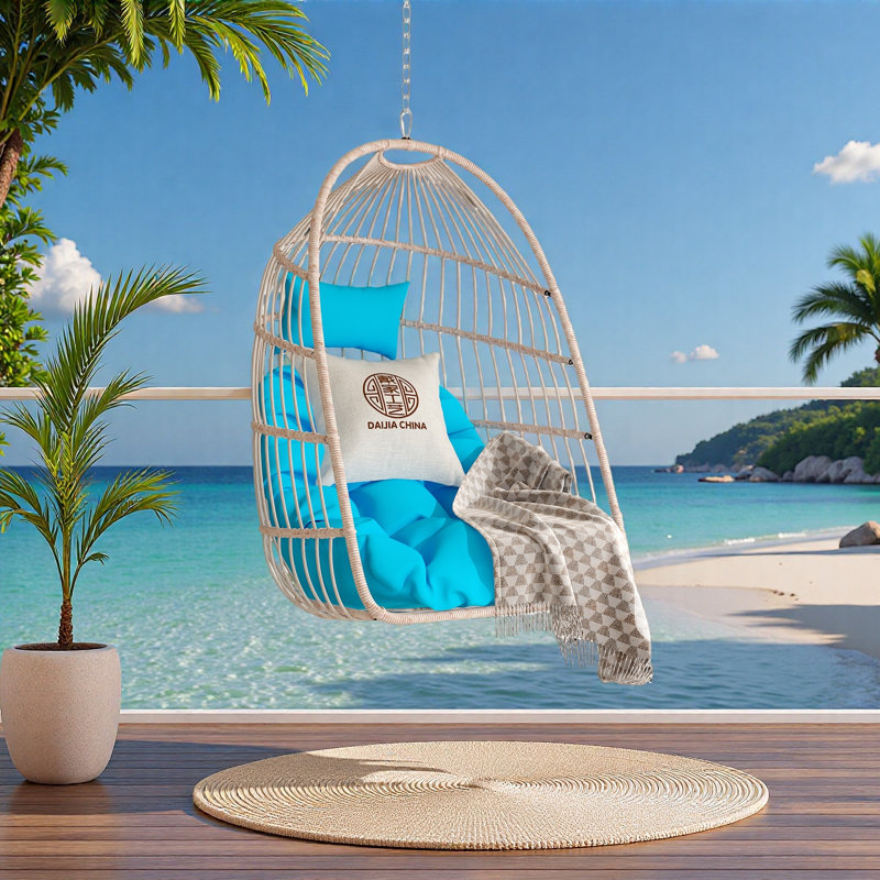 Chaise suspendue en PE pour l'extérieur, Bleu