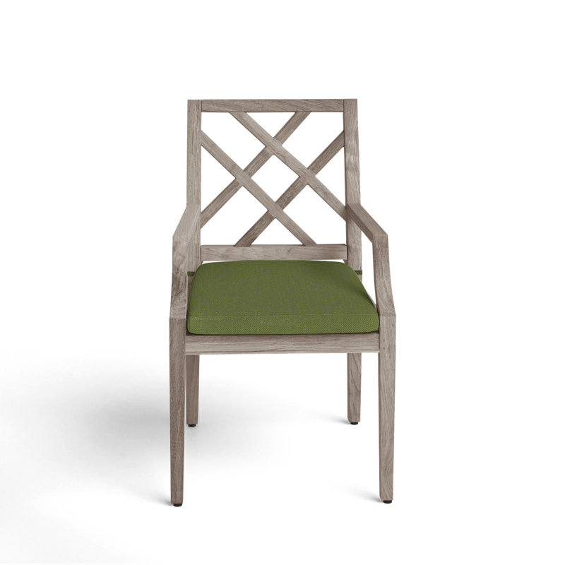 Chaise de patio avec coussins Haley, Huître teck, Pas de soudure, Forêt de lin