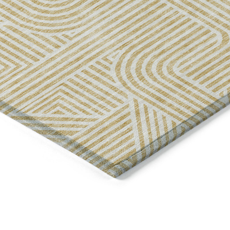 Tapis intérieur lavable abstrait doré 10 pi x 14 pi