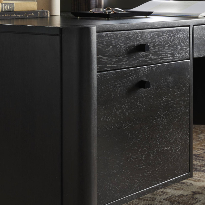 Bureau Jeanna, Bois d'hévéa noir usé