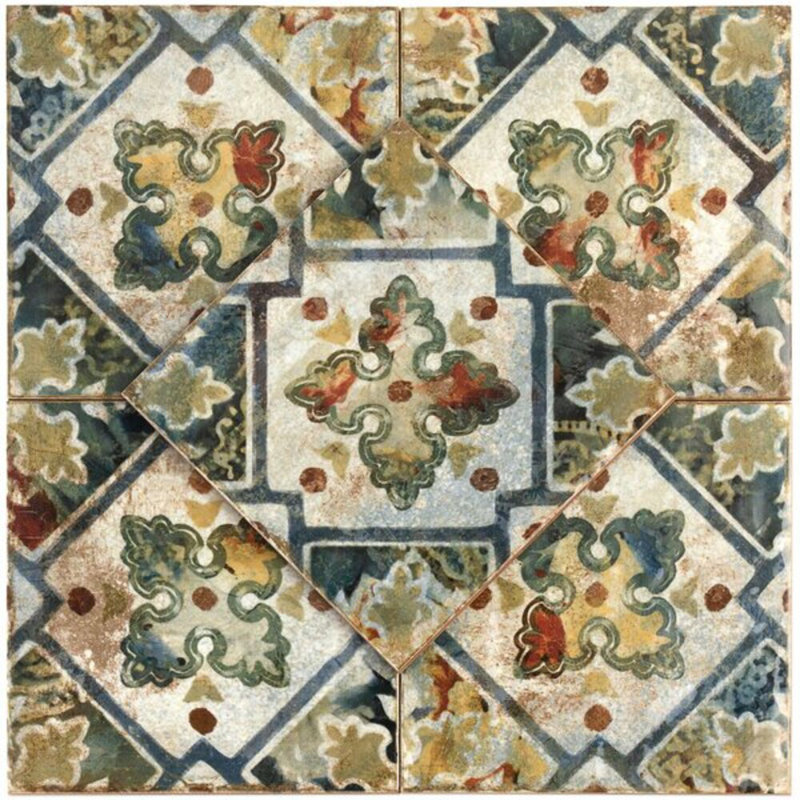Angela Harris Dunmore 8x8 Polished Hand Painted Look Ceramic Tile