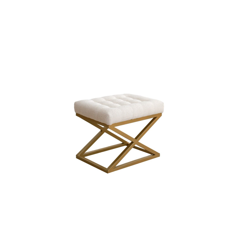 Stylish Pouffe with 100% Metal Frame, Cream Teddy Fabric, 19.7 x 16.5 x 15.7 inches | Versatile Seating & Decor Solution for Living Room, Bedroom, or Office | Durable, Lightweight & Contemporary Design