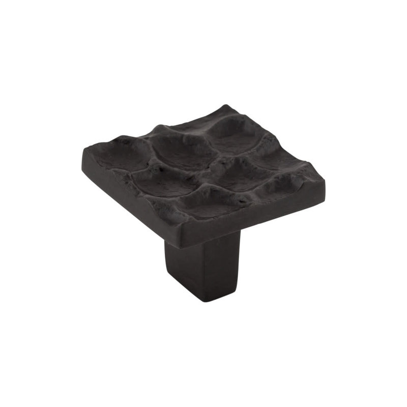 Cobblestone 1 1/8" Length Square Knob, 1 3/8" Length, Coal Black