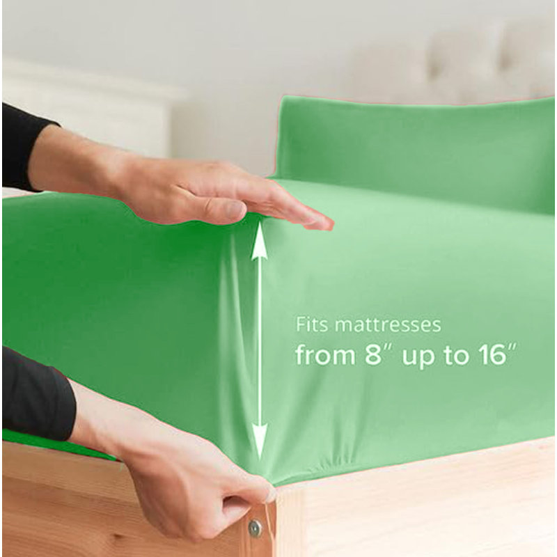  Ensemble de draps en rayonne de bambou 4 pièces Premium Luxury, Ensemble de draps pour taille de lit simple TG ave, Menthe