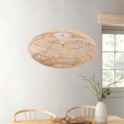 Luminaire suspendu en rotin naturel Luminaire suspendu en rotin en osier tissé à la main Globe rétro Abat-jour suspendu pour chambre à coucher Salon