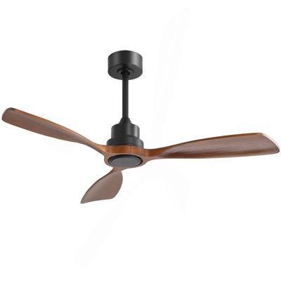 Ventilateur de plafond 48 po sans lumière, 3 pales en bois massif, ventilateur de plafond intérieur et extérieur, moteur à courant continu réversible à 6 vitesses pour le salon