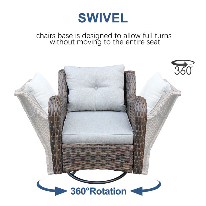 Red Barrel Studio® Wicker/Rattan 2- Person Swivel Seating Group With ...
