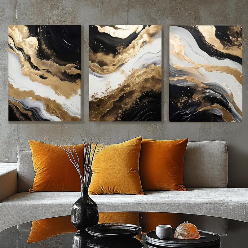 3 Piece Wrapped Canvas Print, 40 cm H x 90 cm W