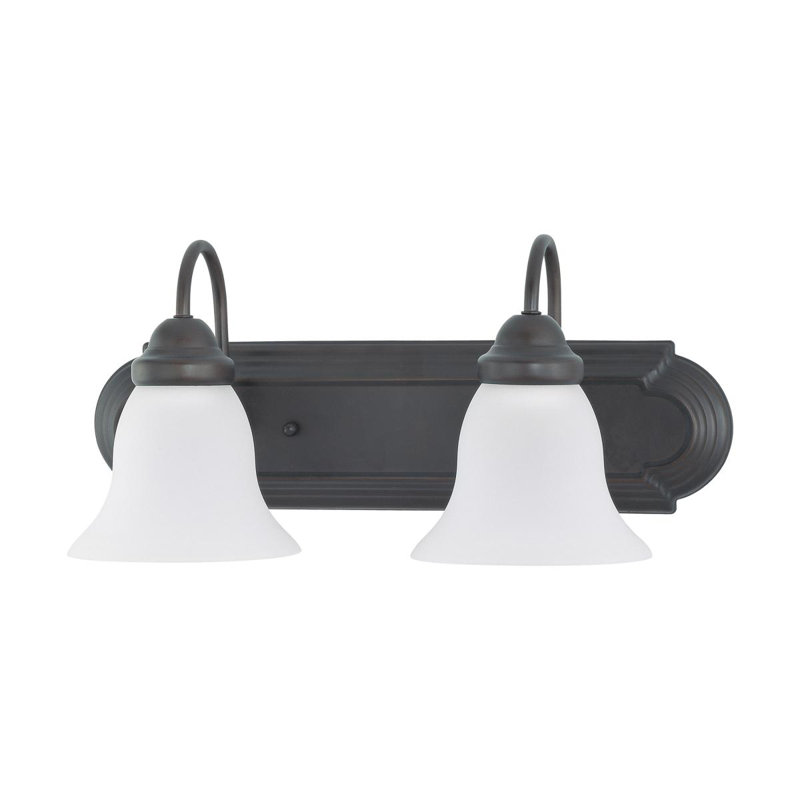 Éclairage pour salle de bain à intensité variable 2 lumières Turcotte, Blanc givré, Bronze acajou, Non