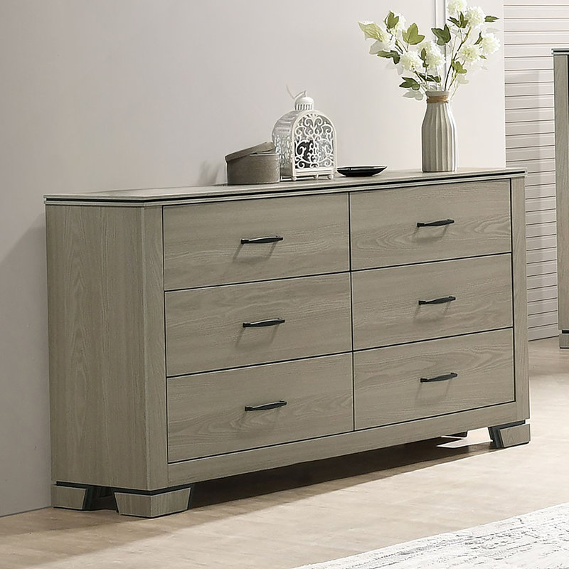 Commode de rangement à six tiroirs, commode de chambre en bois