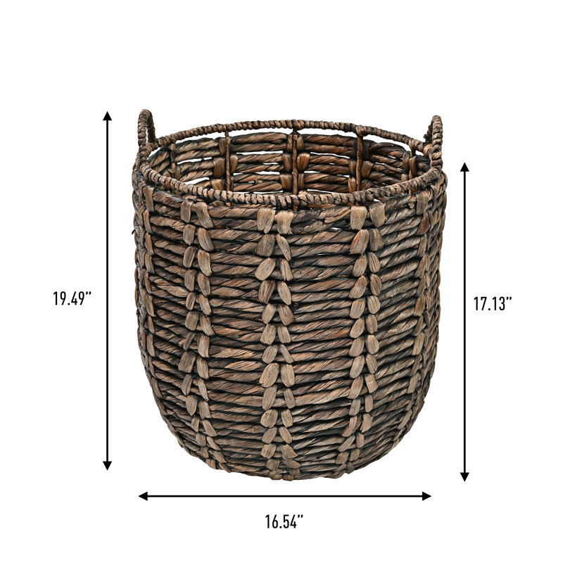 Handwoven Brown Wicker Basket with Handles for Storage