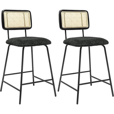 Ajibola Upholstered Counter Stool with Metal Frame