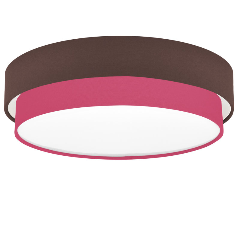 Avory Fabric Flush Mount, Brown / Dark Pink