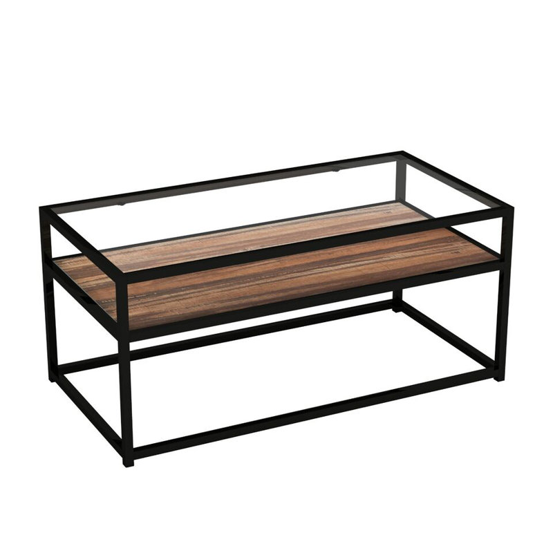 Adelei Solid Wood Four Leg Coffee Table, Dark Walnut