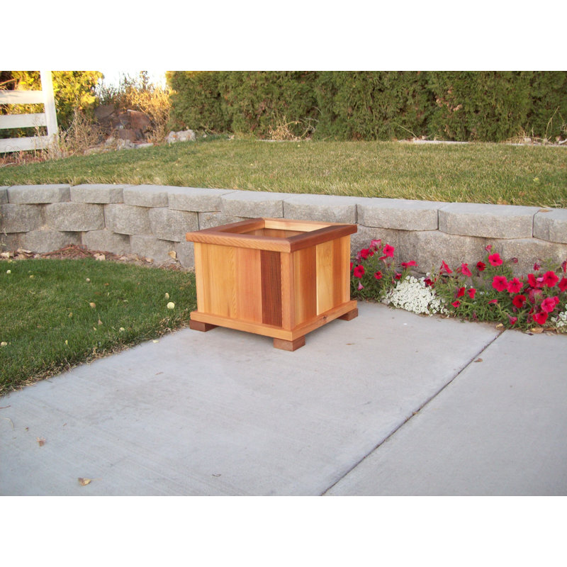 Brandsville Handmade Wood Planter Box, 17" H x 21" W x 21" D, Cedar Stain