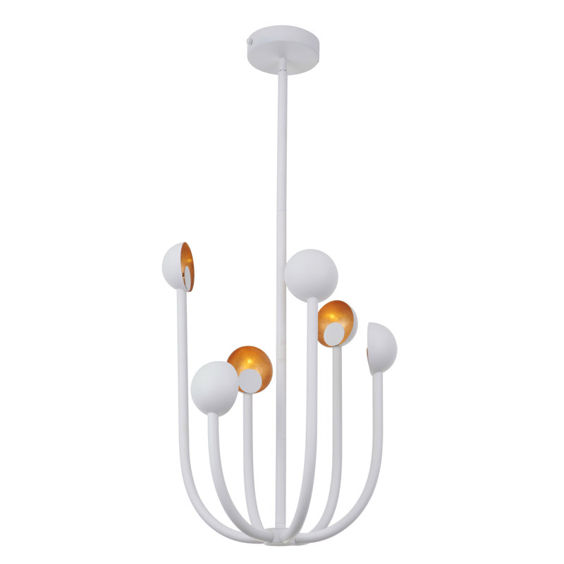 Lustre géométrique unique à 6 lumières Keeter, Blanc