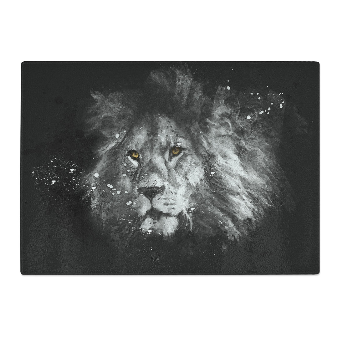 Tempered Glass Lion with Piercing Eyes Chopping Board