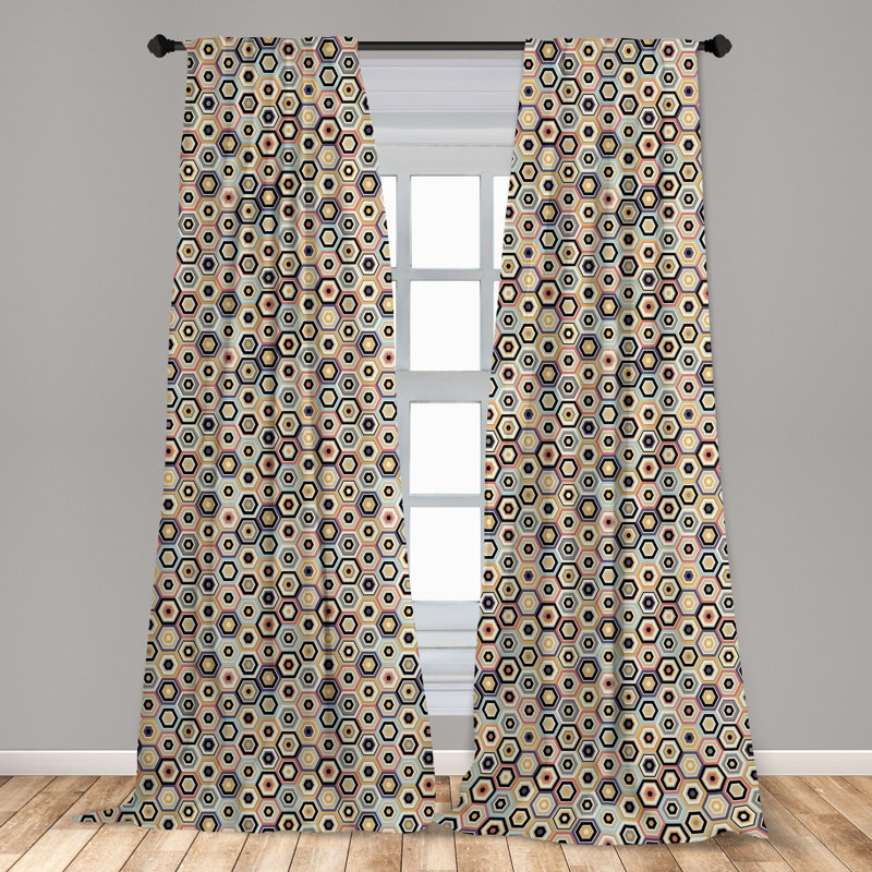Honeycomb Geometric Semi-Sheer Rod Pocket Curtain Panels, 28" x 84"
