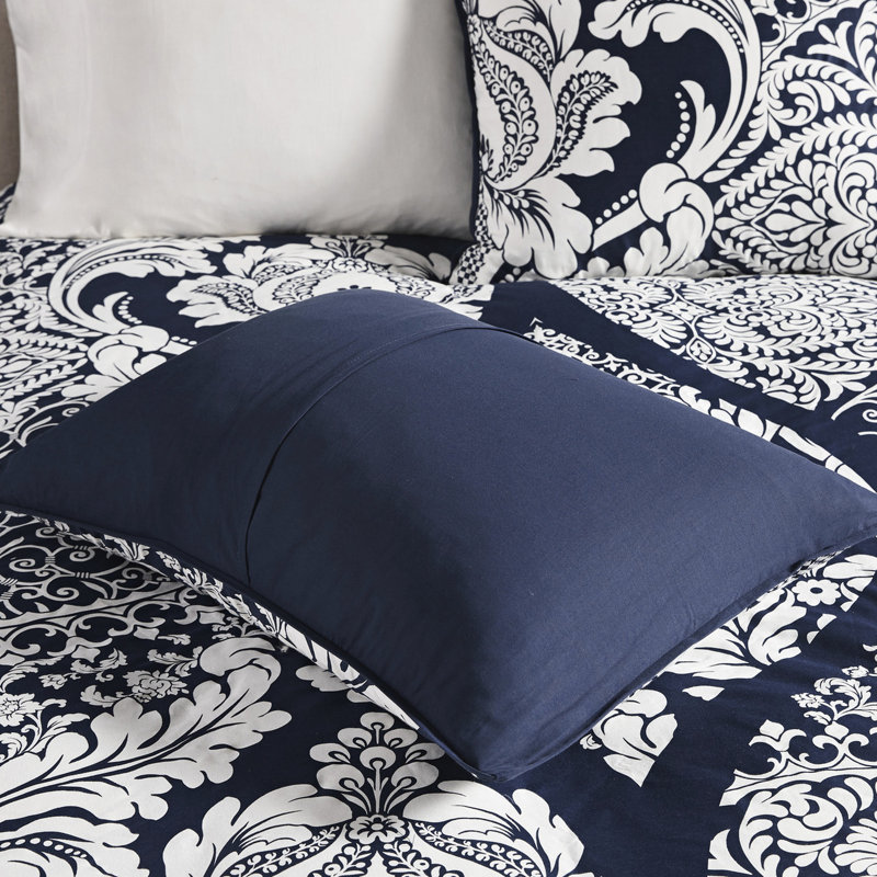 Édredon très grand indigo - Ensemble de 7 coussins décoratifs de couleur unie en coton avec bordure, Indigo