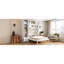 Grand lit mural avec armoire supérieure, tablettes, garde-robe et tiroirs - pliable pour économiser de l'espace en blanc, idéal pour les petits appartements, avec des lattes flexibles, des tiroirs de sommeil confortables, des espaces de vie