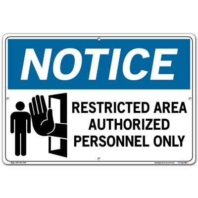 Restricted Area Authorized Personnel only Sign -  Vestil, SI-N-38-D-PS-040