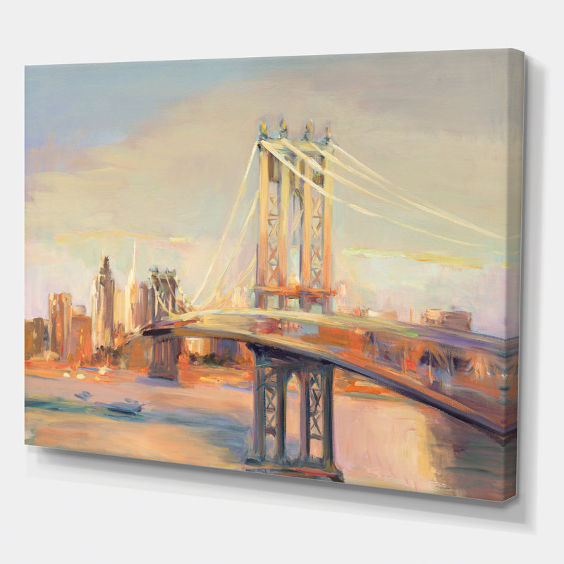 " Manhattan Brooklyn Bridge " Painting Print, 30" H x 40" W x 1.5" D