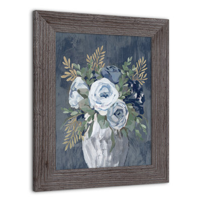 Flower Vase On Navy - Single Picture Frame Painting