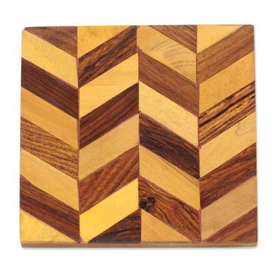 Wood Square 6 Piece Coaster Set