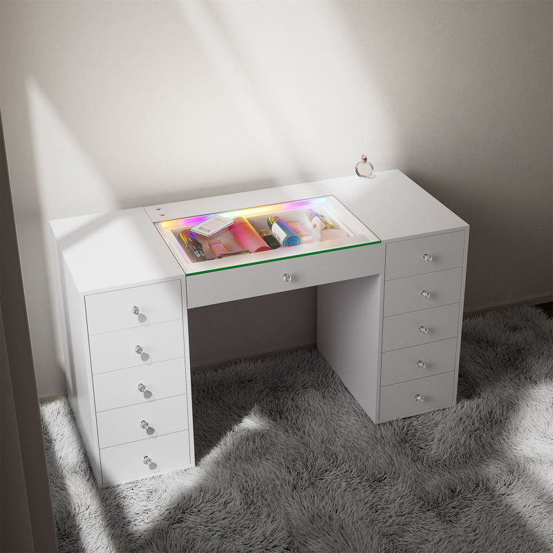Meuble-lavabo 51,2 po avec bande lumineuse à DEL RVB