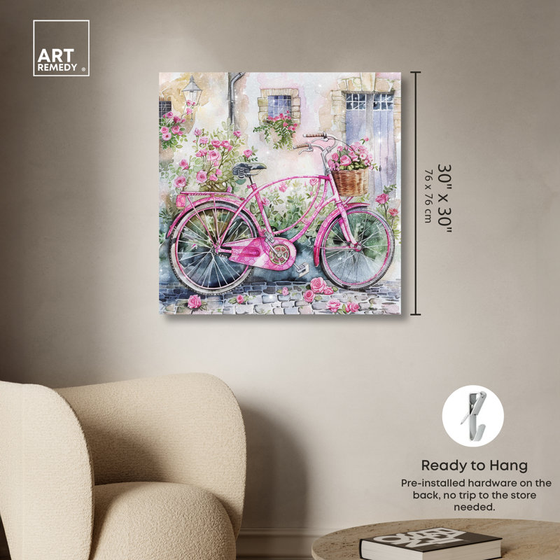 «Glam Bike Chic Farmhouse» par Art Remedy, Toile tendue, H 30 po x l 30 po