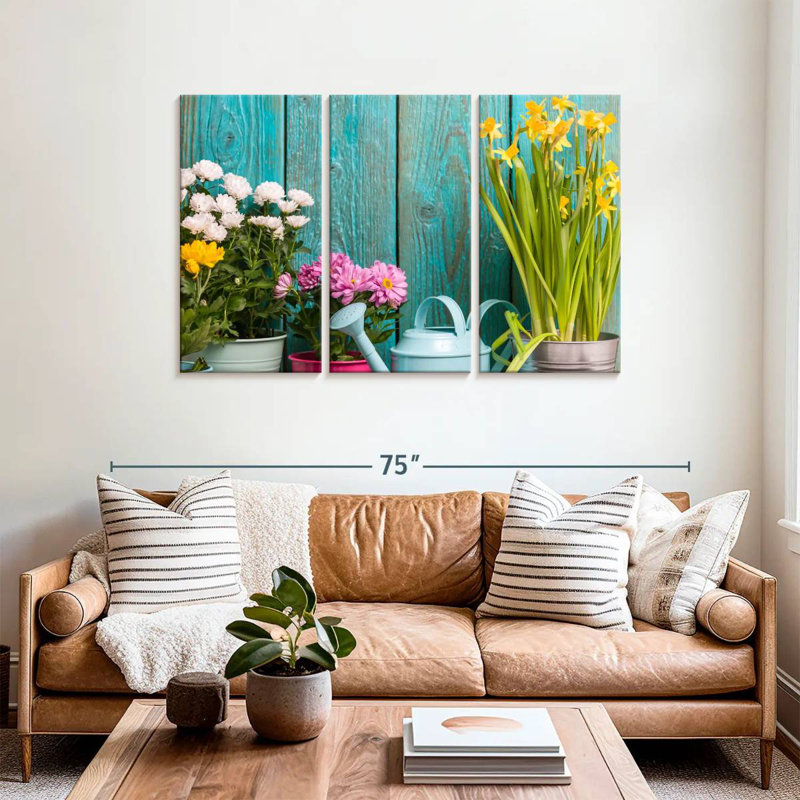 Senne Flowers In Tin Pots, 36" H x 57" W