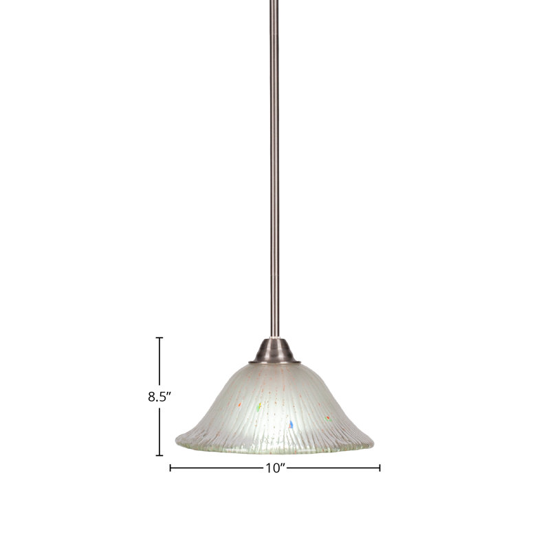 Luminaire suspendu avec tige en verre 10 po Achen Paramount, Blanc, Nickel brossé