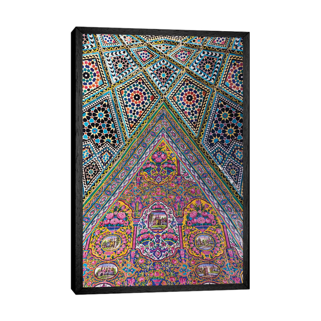 Iran, Shiraz, Nasir-Al Molk Mosque, Exterior Tilework by Walter Bibikow - Print on Canvas