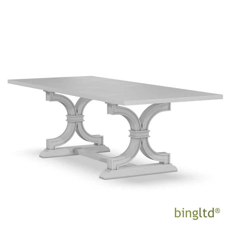 Chalk Finish Solid Parawood Extendable Rectangle Dining Table