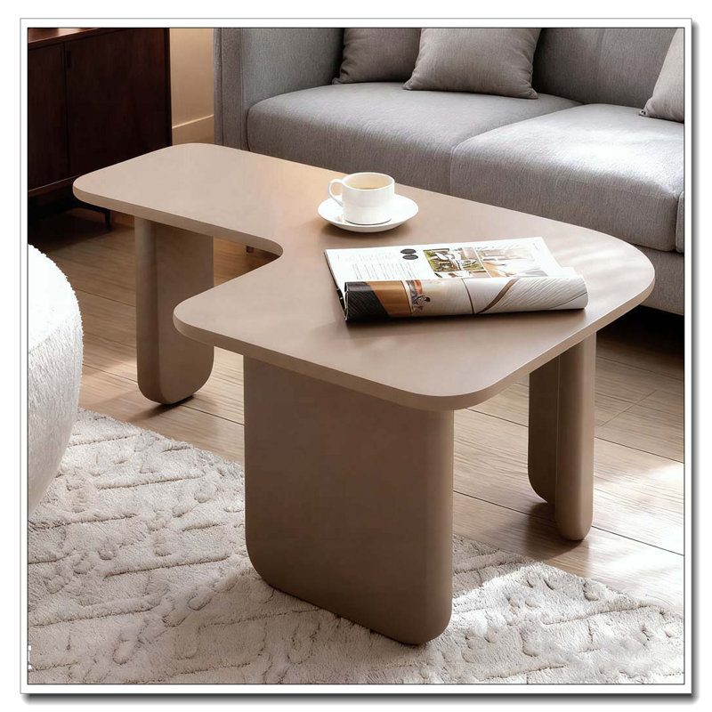 35.43" L-Shape Coffee Table, Khaki