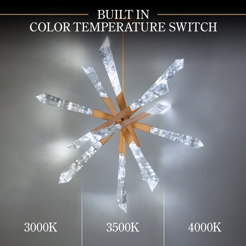 Solitude 12 Light Crystal LED Chandelier, Aged Brass
